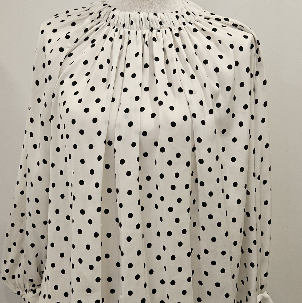 Lanvin En Bleu - Black and White Polka Dot Blouse Sz 38